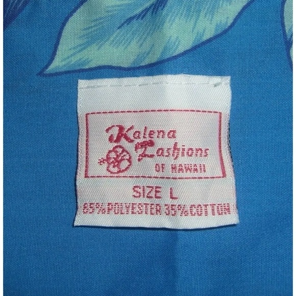 Vintage 80's Kalena Fashions Of Hawaii Dress Flower Blue MuMu Hibiscus Vacation - Picture 11 of 14